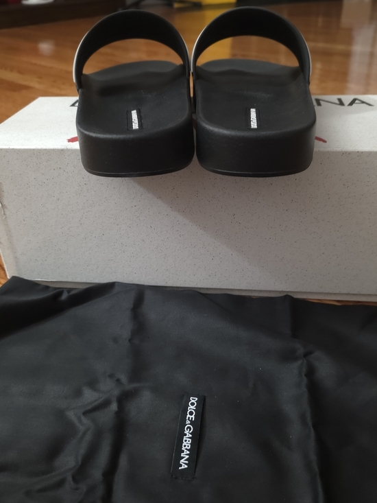 Dolce & Gabbana Black Slides with White Logo Band main image 2